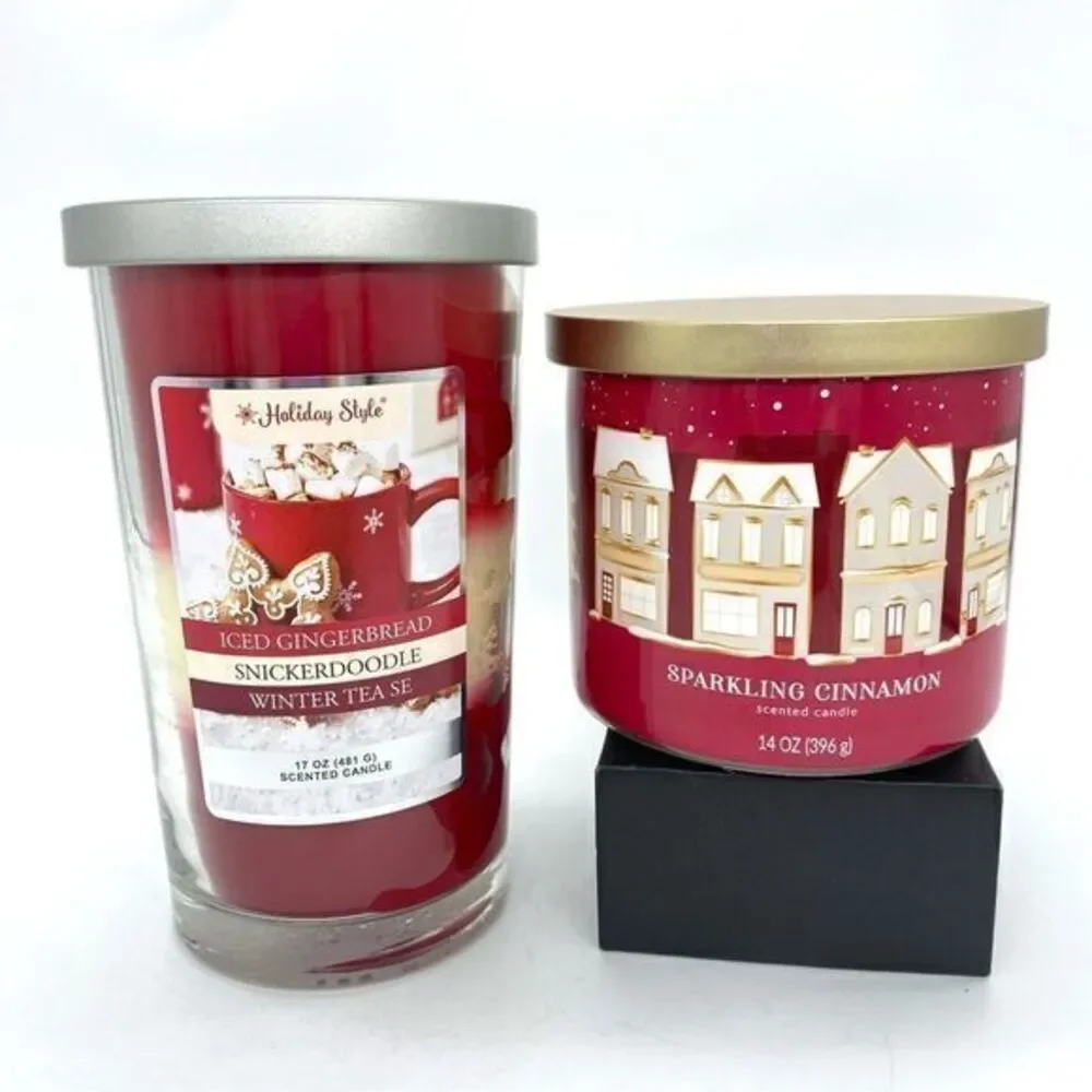Iced Gingerbread, Snickerdoodle & Winter Tease, and Sparkling Cinnamon Candles